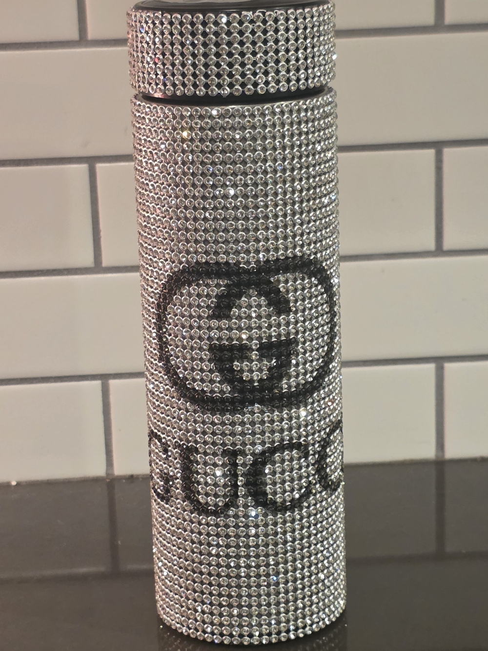 Silver Crystal-Embellished Travel Tumbler